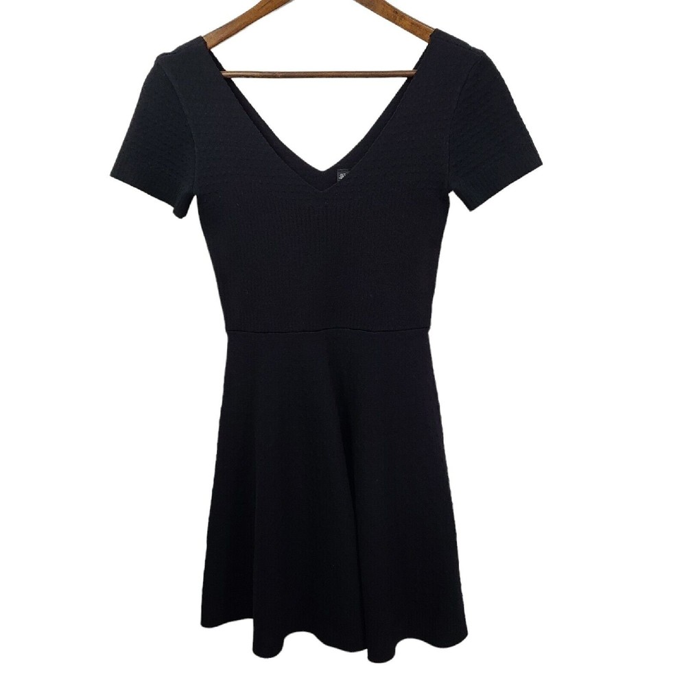 Design Lab Lord & Taylor Black Fit & Flare Knit Dress Womens XS